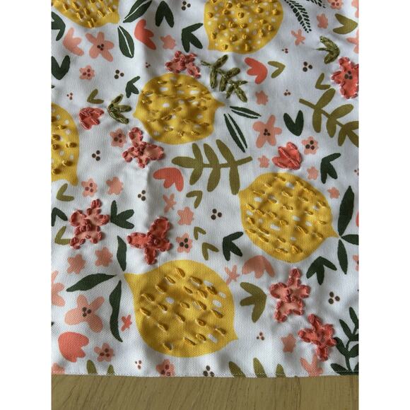 Vibrant Spring Lemons Butterfly Cottage Floral 72” Table Runner Textured Crochet - Picture 15 of 16